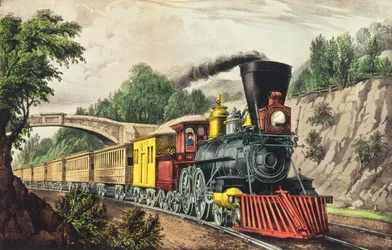 Le train express, publié par Nathaniel Currier (1813-88) et James Merritt Ives (1824-95)